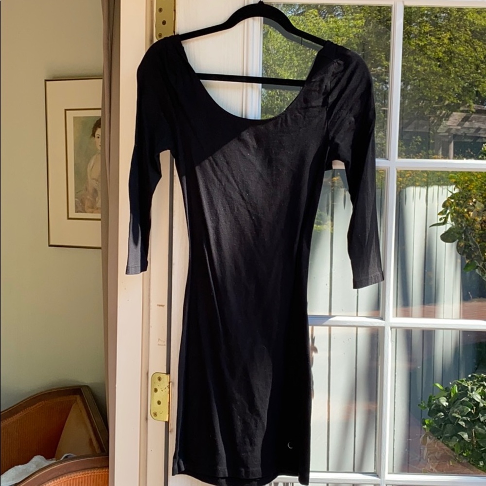 Blue OR black simple sexy 3/4 length sleeve dress